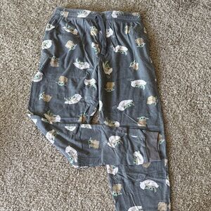 Gray Baby Yoda Print Pajama Bottoms